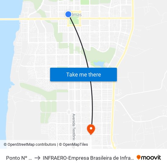 Ponto Nº 0045 Seplan to INFRAERO-Empresa Brasileira de Infra-Estrutura Aeroportuária-Área Comercial map