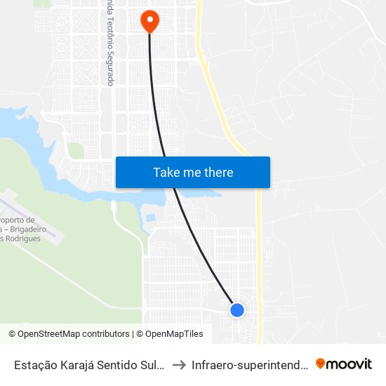 Estação Karajá | Praça Brasília, 22 to Infraero-superintendência map