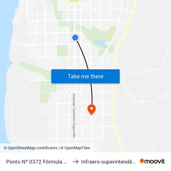 Ponto Nº 0372 Fórmula Mais to Infraero-superintendência map