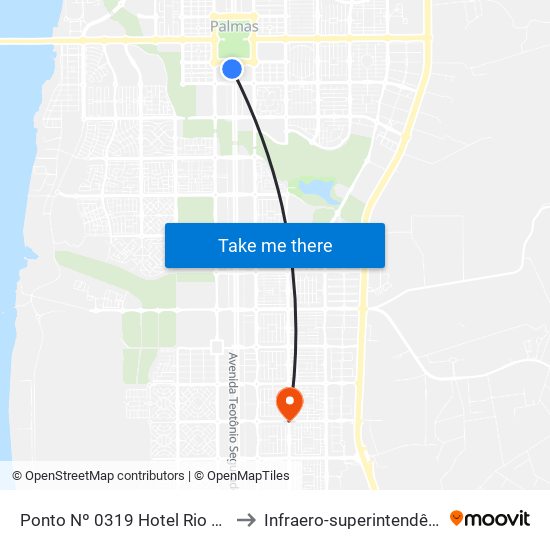 Ponto Nº 0319 Hotel Rio Sono to Infraero-superintendência map