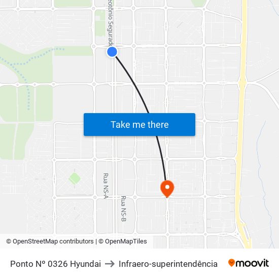 Ponto Nº 0326 Hyundai to Infraero-superintendência map
