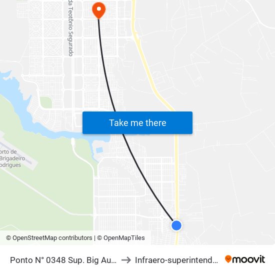 Ponto N° 0348 Sup. Big Aureny I to Infraero-superintendência map