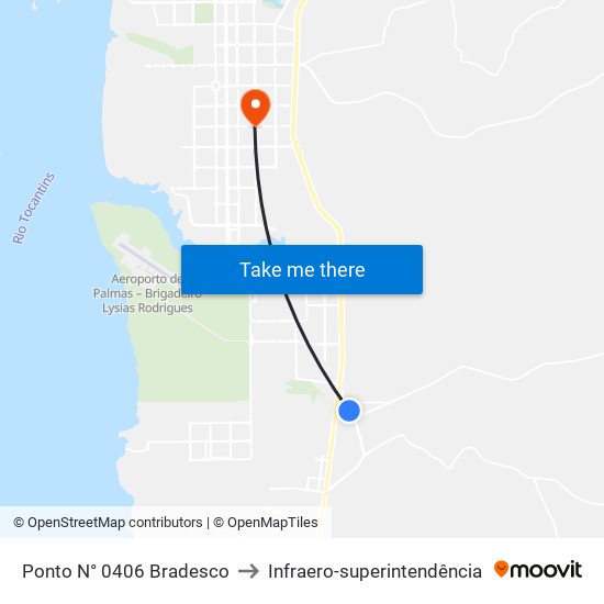 Ponto N° 0406 Bradesco to Infraero-superintendência map