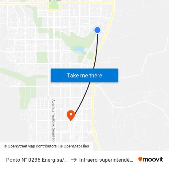 Ponto N° 0236 Energisa/Ifto to Infraero-superintendência map