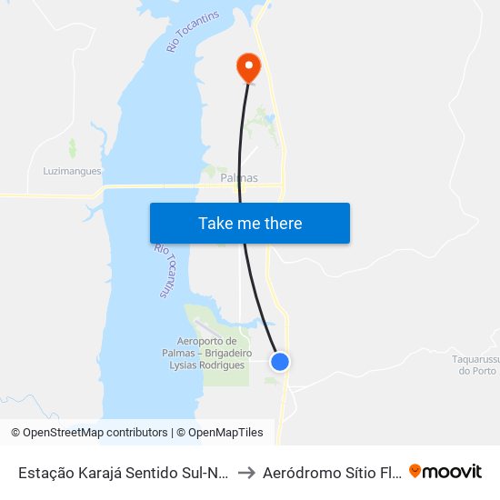 Estação Karajá Sentido Sul-Norte to Aeródromo Sítio Flyer map