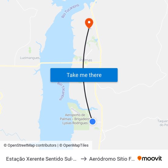 Estação Xerente Sentido Sul-Norte to Aeródromo Sítio Flyer map