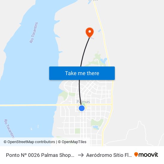 Ponto Nº 0026 Palmas Shopping to Aeródromo Sítio Flyer map