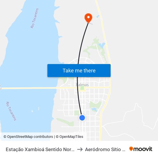 Estação Xambioá Sentido Norte-Sul to Aeródromo Sítio Flyer map