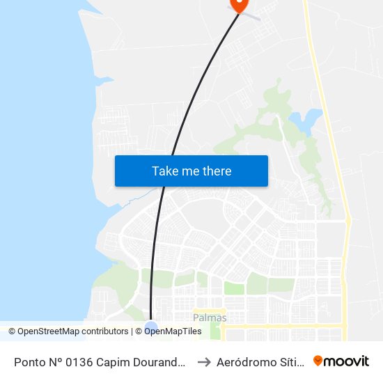 Ponto Nº 0136 Capim Dourando Shopping to Aeródromo Sítio Flyer map