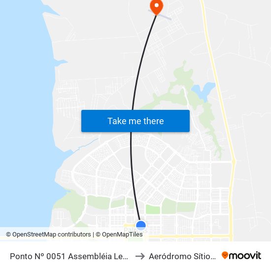 Ponto Nº 0051 Assembléia Legislativa to Aeródromo Sítio Flyer map