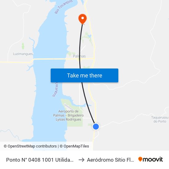 Ponto N° 0408 1001 Utilidades to Aeródromo Sítio Flyer map