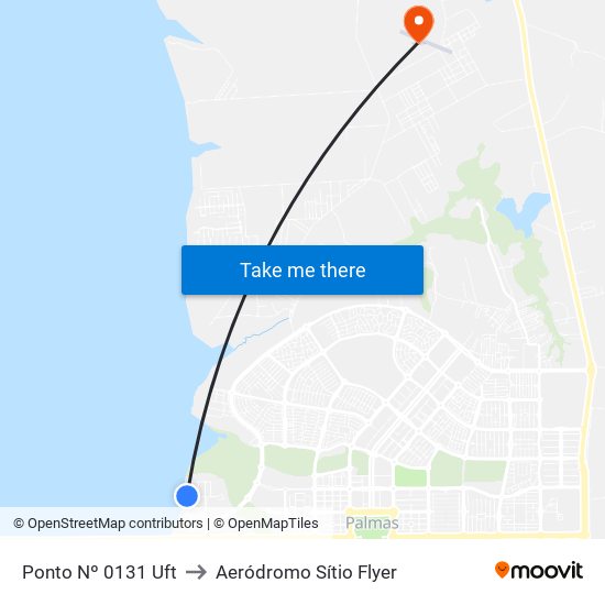 Ponto Nº 0131 Uft to Aeródromo Sítio Flyer map