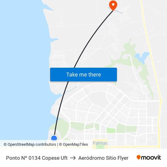 Ponto Nº 0134 Copese Uft to Aeródromo Sítio Flyer map