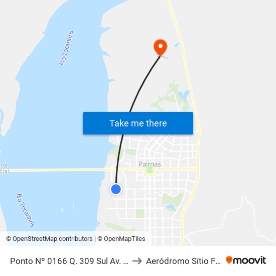 Ponto Nº 0166 Q. 309 Sul Av. Lo 5 to Aeródromo Sítio Flyer map