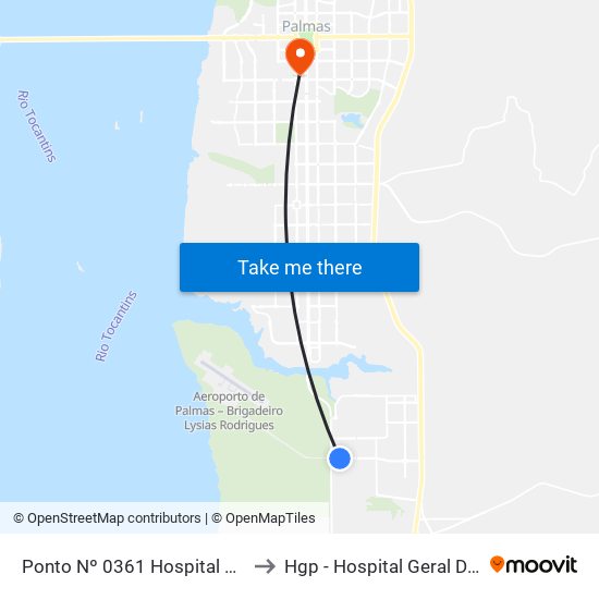 Ponto Nº 0361 Hospital Padre Luso to Hgp - Hospital Geral De Palmas map