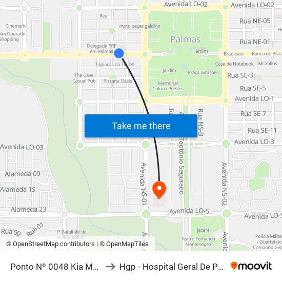 Av. Juscelino Kubitschek, 369 | Sicoob to Hgp - Hospital Geral De Palmas map