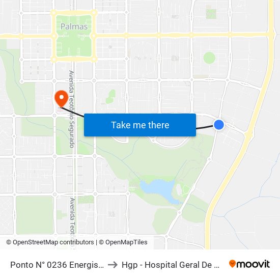 Ponto N° 0236 Energisa/Ifto to Hgp - Hospital Geral De Palmas map