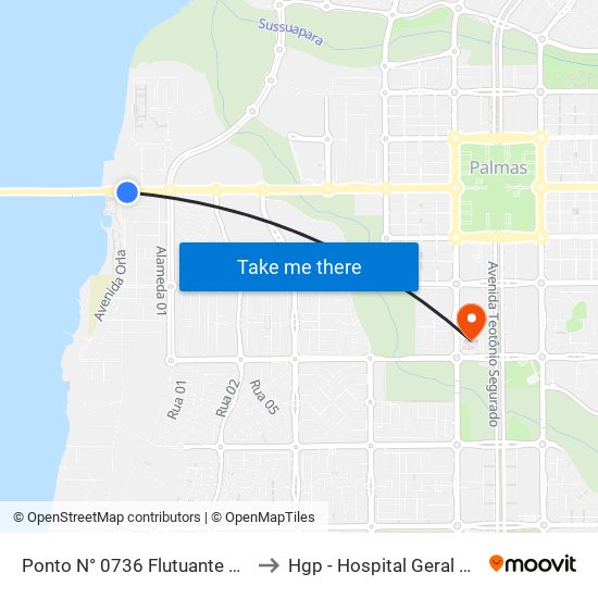 Ponto N° 0736 Flutuante Da Graciosa to Hgp - Hospital Geral De Palmas map