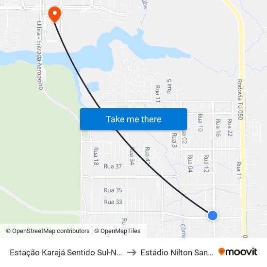 Estação Karajá Sentido Sul-Norte to Estádio Nilton Santos map