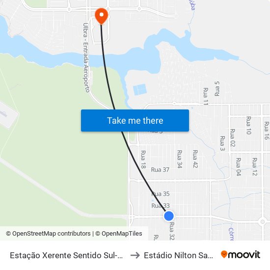 Estação Xerente Sentido Sul-Norte to Estádio Nilton Santos map