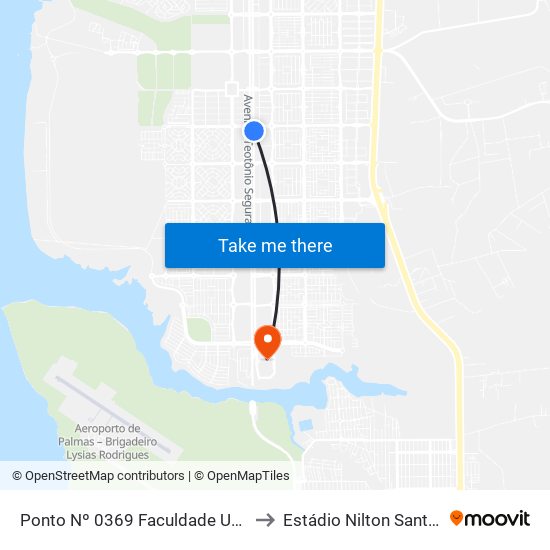 Ponto Nº 0369 Faculdade Unip to Estádio Nilton Santos map