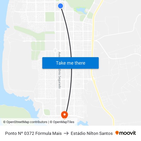 Ponto Nº 0372 Fórmula Mais to Estádio Nilton Santos map