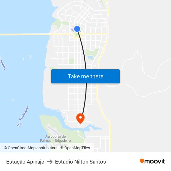 Estação Apinajé to Estádio Nilton Santos map