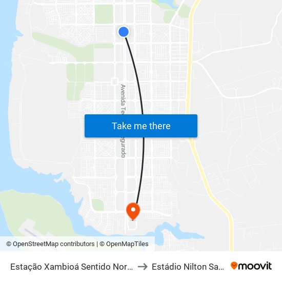 Estação Xambioá Sentido Norte-Sul to Estádio Nilton Santos map