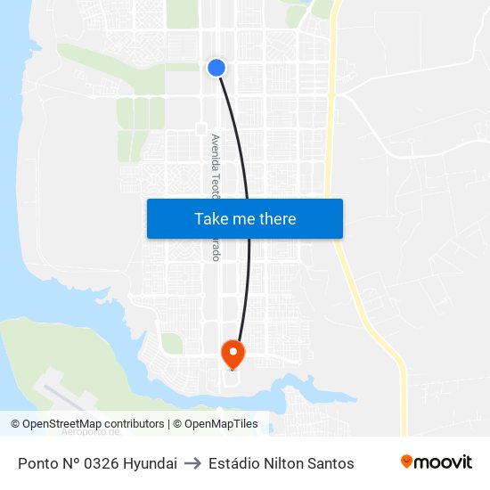 Ponto Nº 0326 Hyundai to Estádio Nilton Santos map