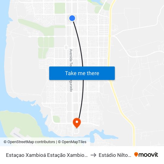 Estaçao Xambioá, Sul-Norte | Av. Joaquim Teotônio Segurado, 981 to Estádio Nilton Santos map