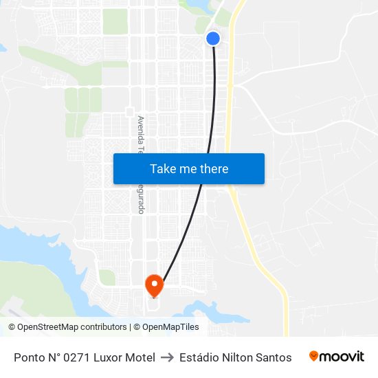 Ponto N° 0271 Luxor Motel to Estádio Nilton Santos map