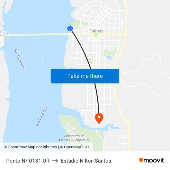 Ponto Nº 0131 Uft to Estádio Nilton Santos map
