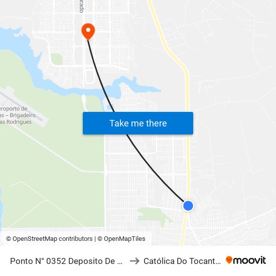 Ponto N° 0352 Deposito De Gás to Católica Do Tocantins map