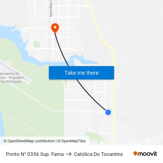 Ponto N° 0356 Sup. Fama to Católica Do Tocantins map