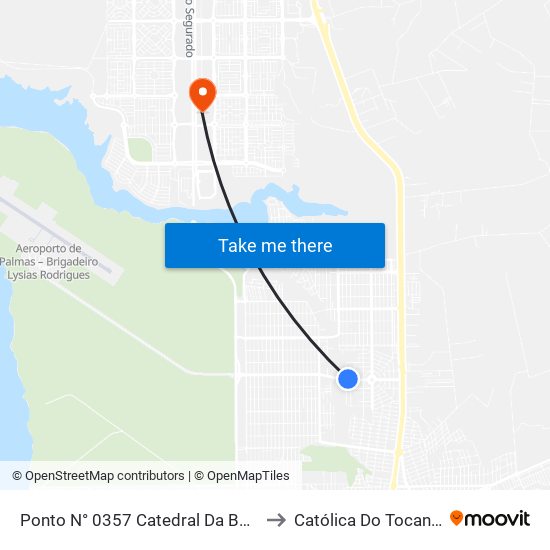 Ponto N° 0357 Catedral Da Benção to Católica Do Tocantins map
