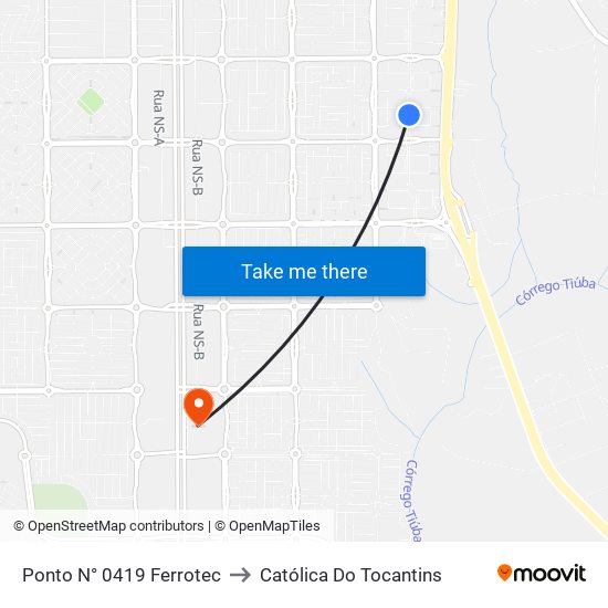 Ponto N° 0419 Ferrotec to Católica Do Tocantins map