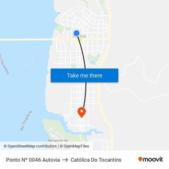 Ponto Nº 0046 Autovia to Católica Do Tocantins map