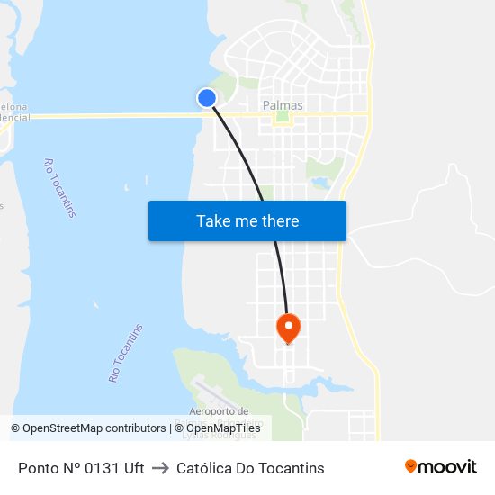 Ponto Nº 0131 Uft to Católica Do Tocantins map