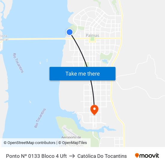 Uft - Engenharia Elétrica to Católica Do Tocantins map