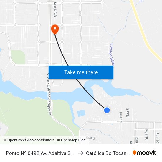 Ponto Nº 0492 Av. Adaltiva Santos to Católica Do Tocantins map