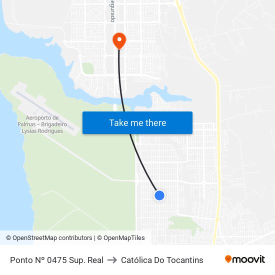 Ponto Nº 0475 Sup. Real to Católica Do Tocantins map