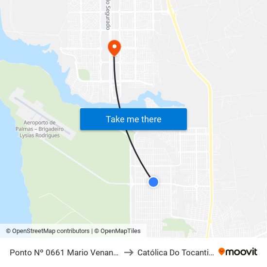 Ponto Nº 0661 Mario Venancio to Católica Do Tocantins map