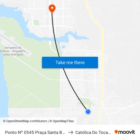 Ponto Nº 0545 Praça Santa Barbara to Católica Do Tocantins map