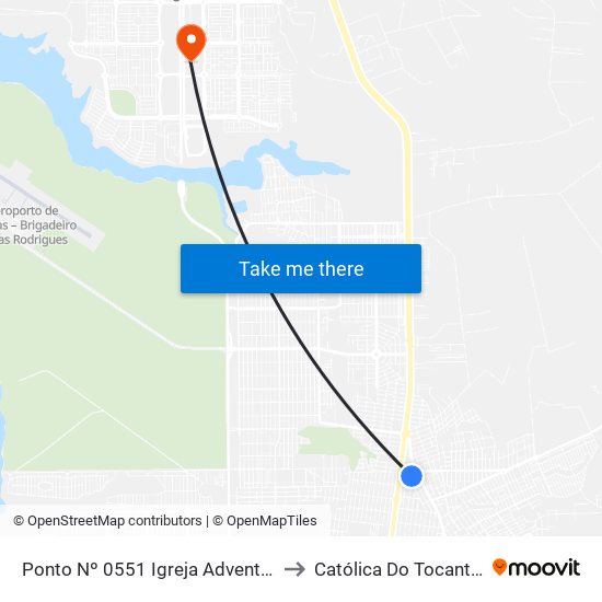 Ponto Nº 0551 Igreja Adventista to Católica Do Tocantins map