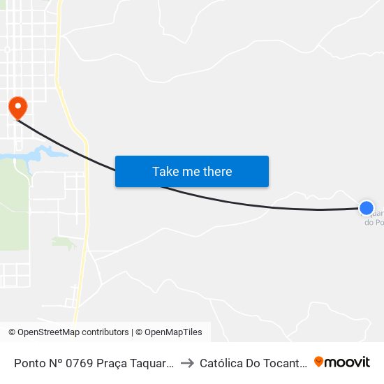 Ponto Nº 0769 Praça Taquaruçu to Católica Do Tocantins map