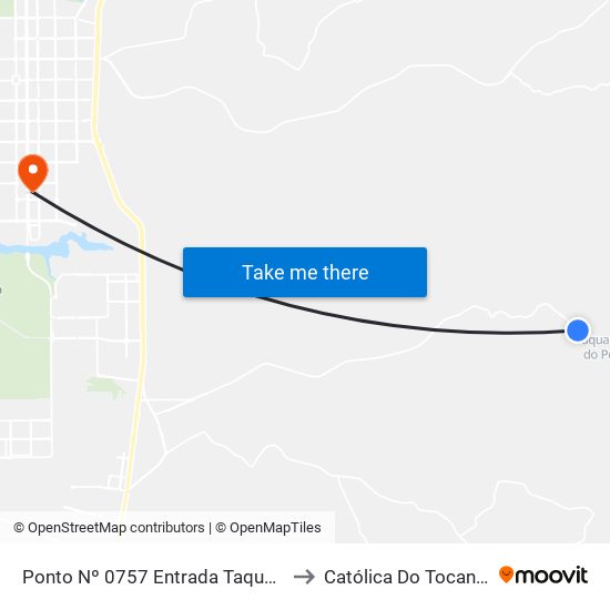 Ponto Nº 0757 Entrada Taquaruçu to Católica Do Tocantins map