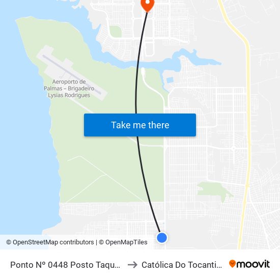 Ponto Nº 0448 Posto Taquari to Católica Do Tocantins map