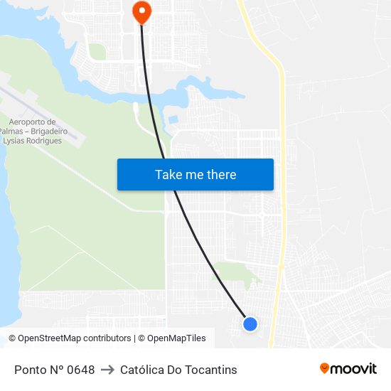 Ponto Nº 0648 to Católica Do Tocantins map
