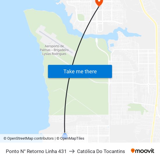 Ponto N° Retorno Linha 431 to Católica Do Tocantins map