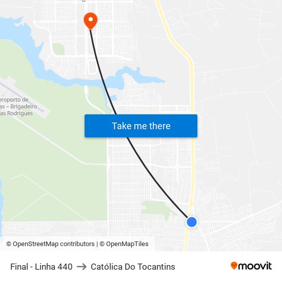 Final - Linha 440 to Católica Do Tocantins map